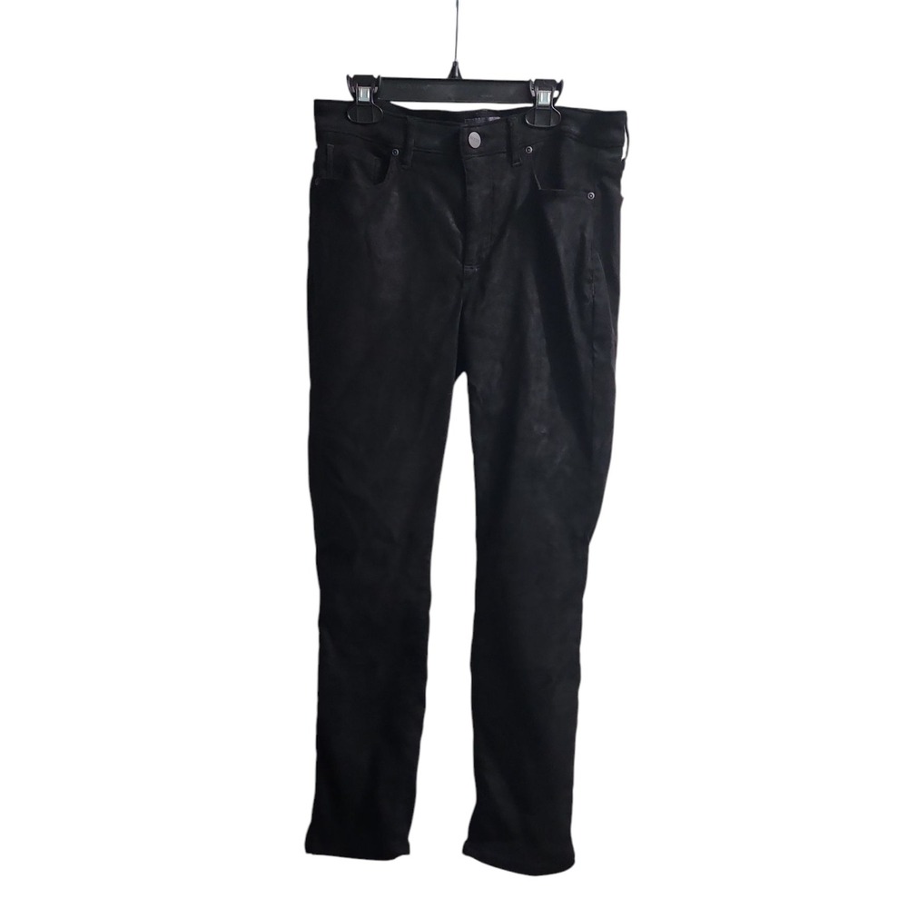 NYDJ Alina Skinny Jeans Lift Tuck Technology Black Coated Size 6